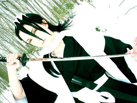 Kuchiki Byakuya from Bleach worn by Nyanko-chan